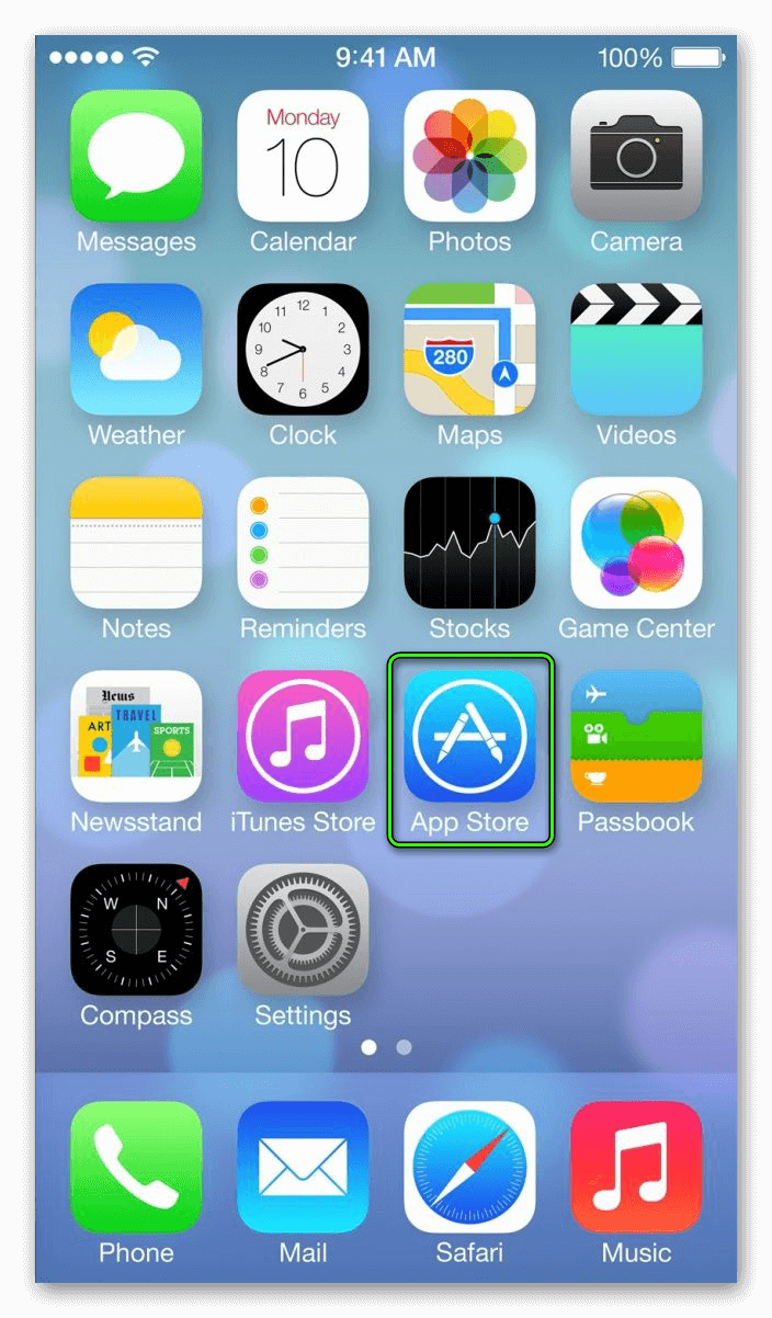 Переход в App Store на iPhone