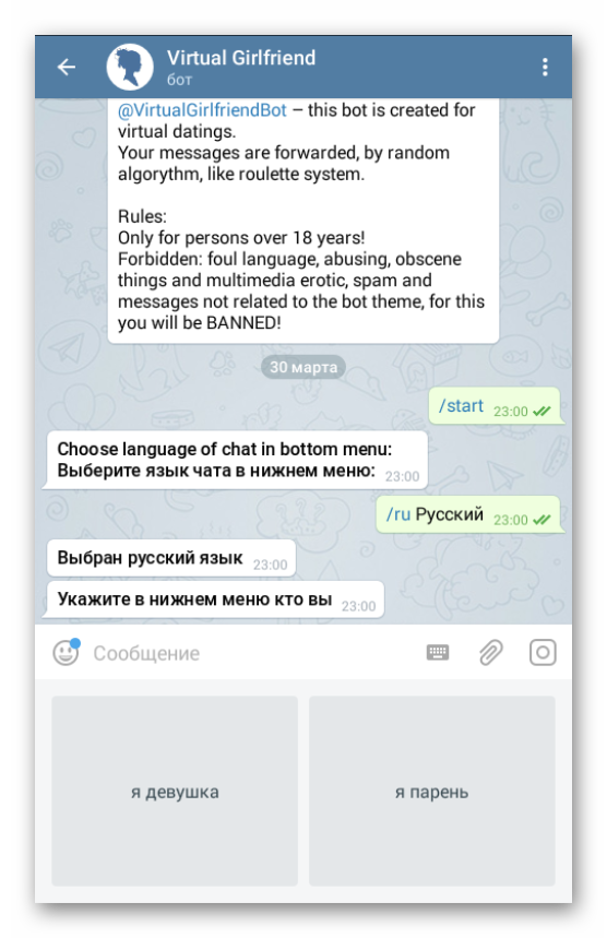 Virtualgirlfriendbot в Telegram