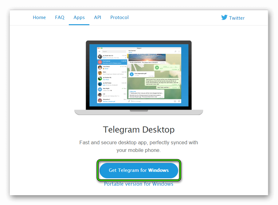Загрузка Telegram для Windows 10